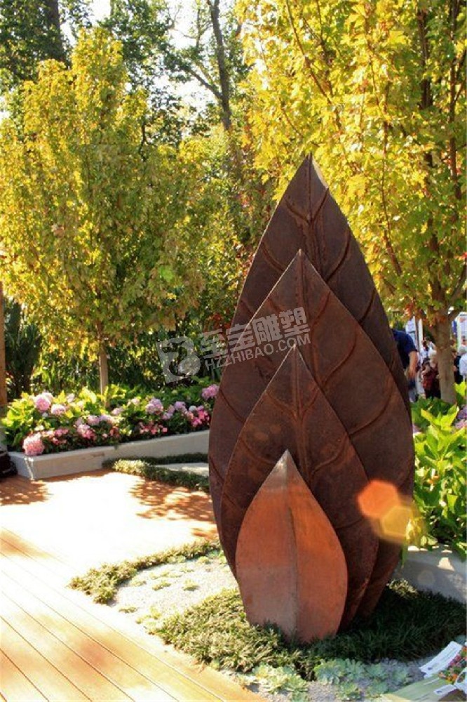 公園園林景觀小品樹(shù)葉不銹鋼雕塑定制